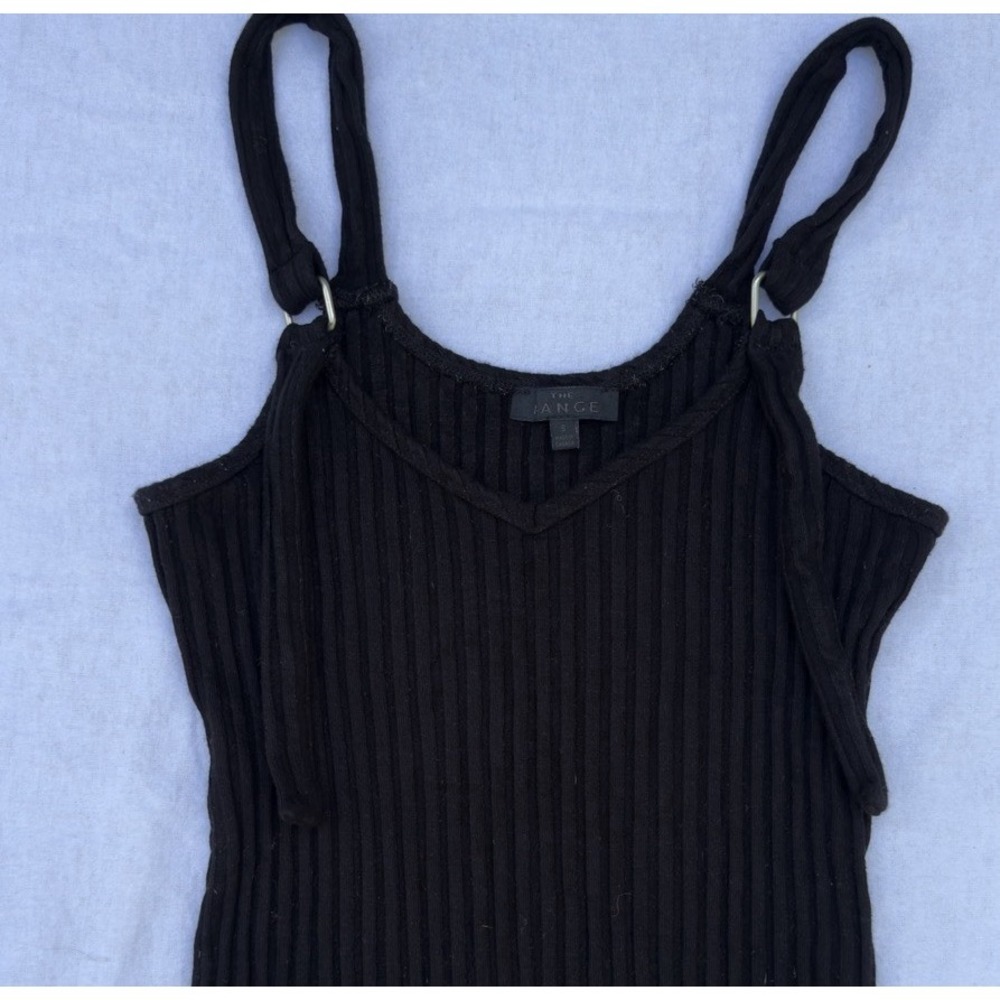 The Range Ribbed Knit Tank Top Womens Size Small Black Minimalist Going Out Top